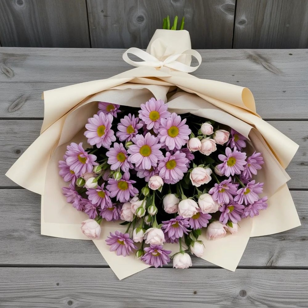 Букет цветов из: Розы и Хризантемы в Охе