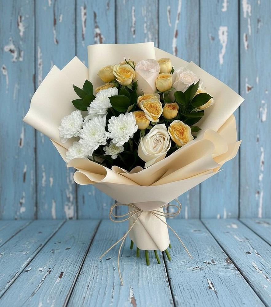 Букет цветов из: Розы и Хризантемы в Охе