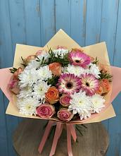 Букет цветов из:  Розы, Герберы и Хризантемы #REPLACE_PRED# Охе