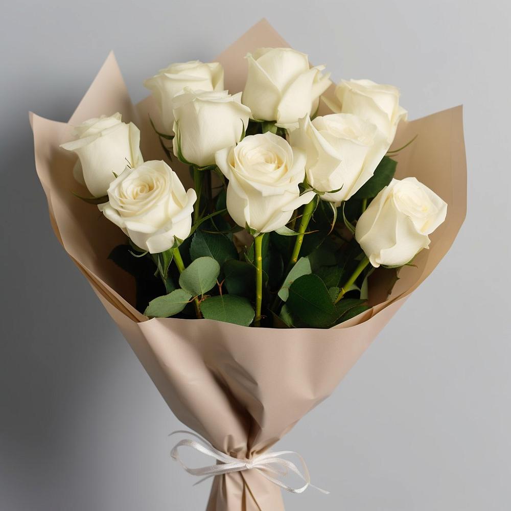 Букет 9 Белых роз Эдлесс Лав в Охе