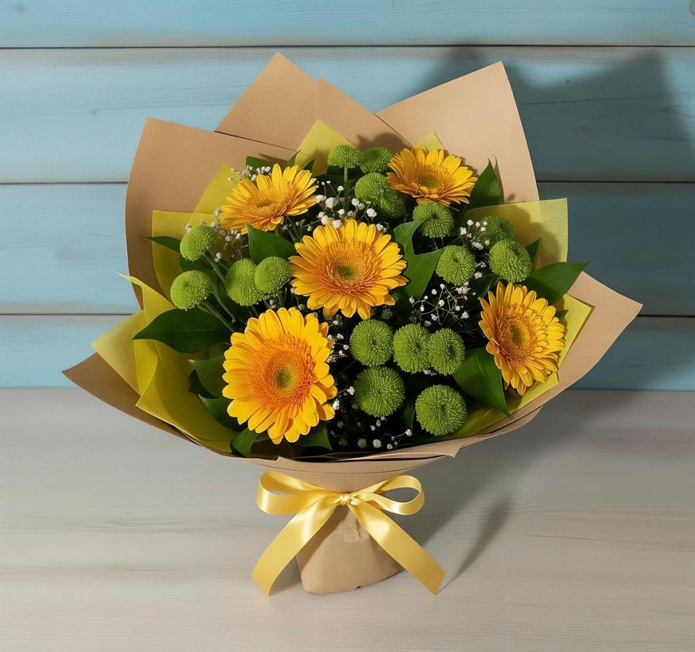 Букет цветов из: Герберы и Хризантемы в Охе