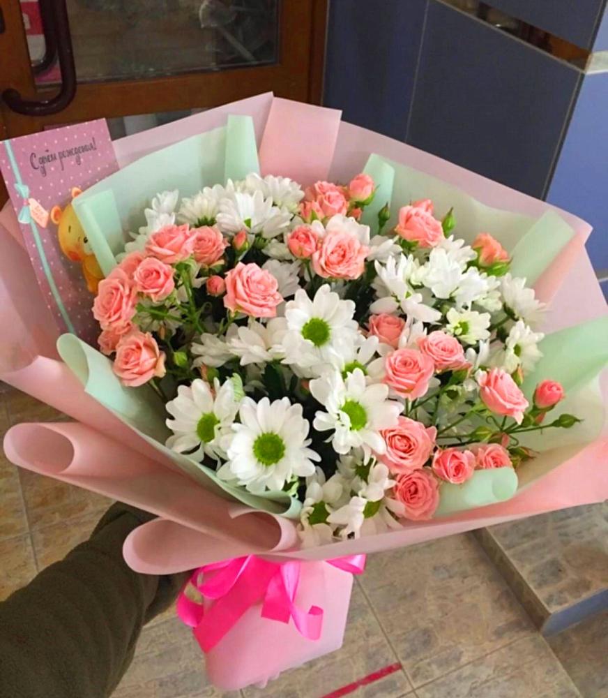 Букет цветов из: Розы и Хризантемы в Охе