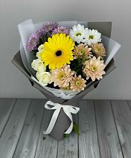 Букет цветов из:  Розы, Герберы и Хризантемы в Охе