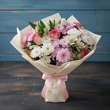 Букет цветов из:  Хризантемы, Альстромерии и Розы в Охе