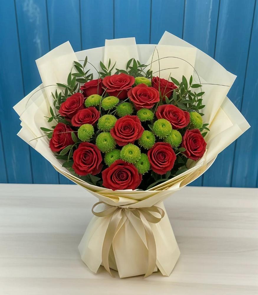 Букет цветов из: Розы и Хризантемы в Охе