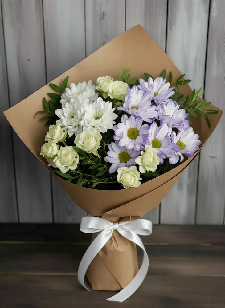Букет цветов из: Хризантемы и Розы в Охе